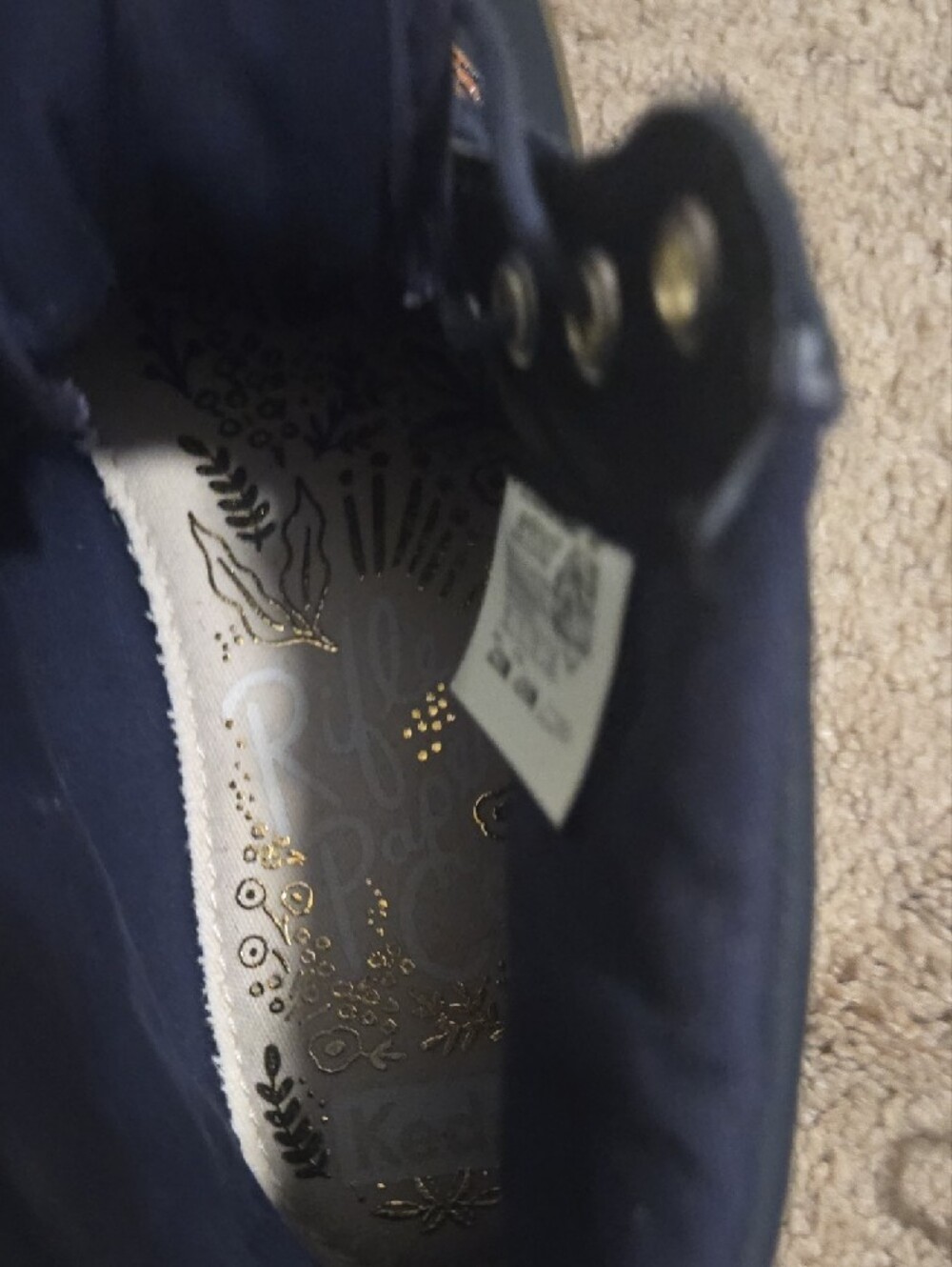 Keds Navy Floral High-Top Boots with Blue and Brown Accents - Picture 4 of 6